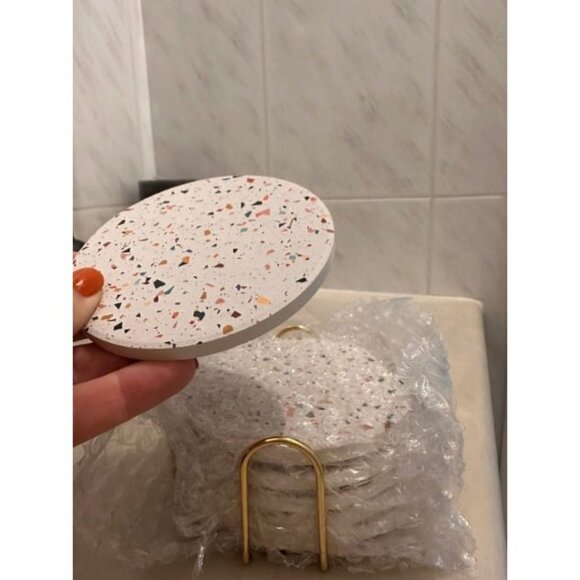 Marble Absorbent Coasters with Holder Set of 6 Coasters for Drinks - Picture 1 of 2